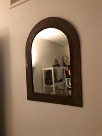 dome shaped wood framed hall mirror
