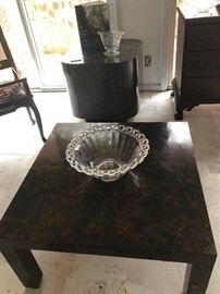 burled wood coffee table