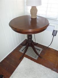 wood pedestal table