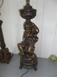 antique heavy brass/marble lamp