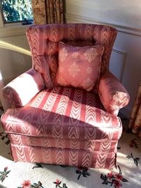 Well constructed, upholstered armchair, pair -swivel
