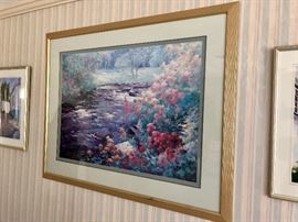  Framed art, floral 