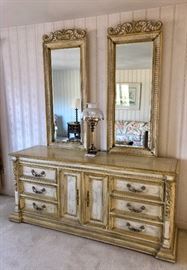 Absolutely lovely pale cream and yellow  Century Furniture  French Provincial  dresser with double mirrors
