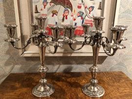 Gorham Strasbourg Silver Candelabras - Perfect as a Holiday Centerpiece!