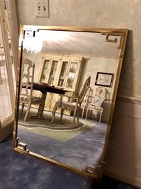 Large, Heavy Mirror with Brass Accents