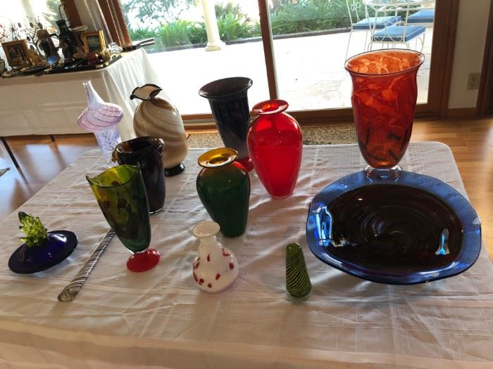 Nice glass blown vases by a local artist