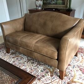 Ethan Allen Camelback Leather Sofa