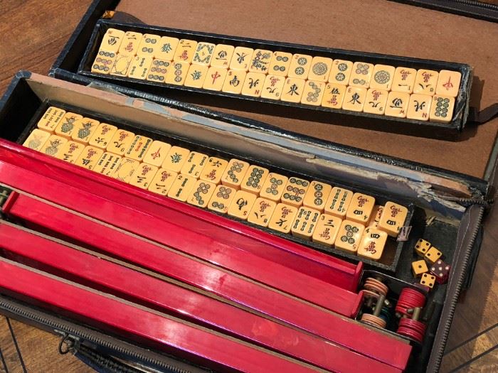 Circa 1930 Rottengames Mahjong Set with Original Bakelite Tiles and Case