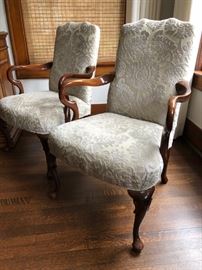 Pair of Queen Anne Style Armchairs, Circa 1920s