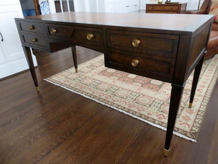 Ethan Allen Walnut Desk with Leather Writing Surface