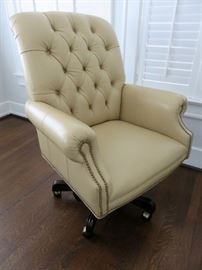 Ethan Allen Leather Desk Chair with Nailhead Trim