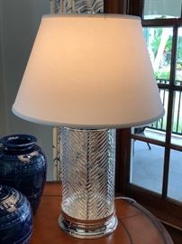 Ethan Allen Herringbone Glass Table Lamp