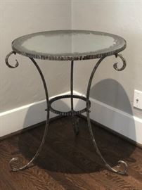 107 mirror top wrought iron tripod table