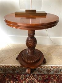 Ethan Allen Pineapple-Carved Accent Table