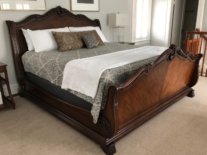 Beautifully Carved Baroque Style King-Size Sleigh Bed