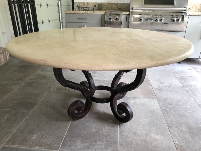 Spanish Colonial Style Travertine Dining Table