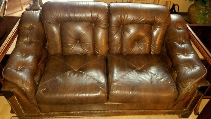 Vintage Genuine Leather Loveseat - $150 or $350 for the Sofa & Loveseat sold together.