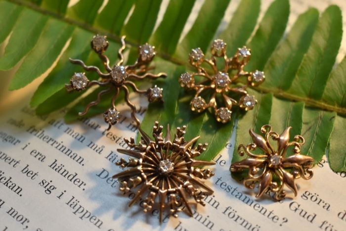 14k  brooches with diamonds