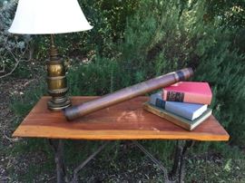 British WWI gun sighting brass telescope @ $195.
Markings:
W. Ott way & Co Orion Works Ealing No. 1313
V P 5 to 15 Day & Night Sight
Patent 1909


W. Ottway & Co was established in 1640 at Orion Works, Ealing in London. They became well-established opticians and by the late 1800s were manufacturing a wide range of different scientific instruments. According to Ottway's catalogue in 1899 they were manufacturers of; "Naval and Military Gunsighting, Telescopes, Theodolites, Tacheometers, Levels, Miners' Dials, Prismatic Compasses, Heliographs, Equatorials, Driving Clocks, Filar Micrometers, Coelostats, Transits, Mirrors, Flats, Naval, Military and Astronomical Telescopes, Prismatic Binoculars, Sextants, Auto Collimators, Star Image Collimators, Focometers, Clinometers, Clinometer Testing Instruments, Spectrometers, Spectroscopes, Ships' Electric Logs, Workshop Microscopes and Optical Measuring Tools, Brass Copper and Nickel Silver Mandrel Drawn Tubes."