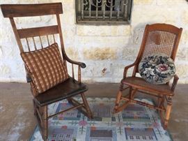 Antique Vintage Colonial Concepts Solid Wood Rocking Chair (left) $75. Vintage Colonial Concepts Wood-Wicked Rocking Chair (right) $68.