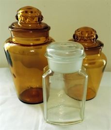 GLASS JARS WITH GROUND GLASS STOPPERS
