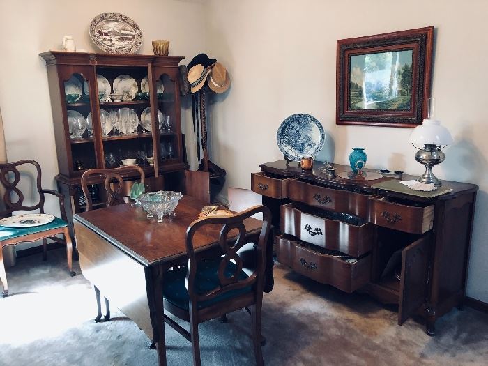 Vintage Dining room set if China cabinet, sideboard, Table with chairs.  Platter removed from sale