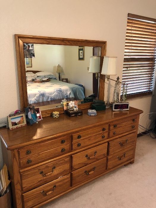 Triple  Oak dresser + mirror