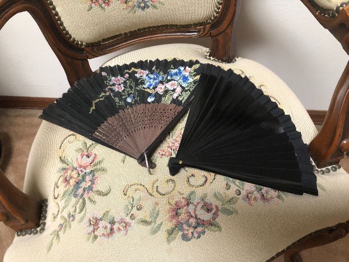 Vintage fans.  Chair not available