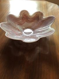 Pink swirl art glass bowl