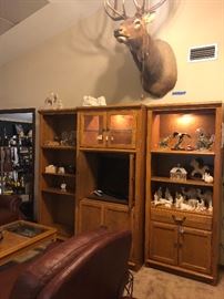 Oak 3 piece bookshelf and enetertaiemt center. 
Elk Shoulder Mount 