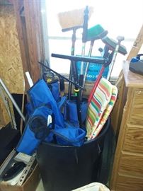 folding chairs & cleaning tools