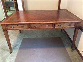 Vintage leather inlay design top Partners Desk