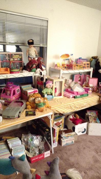 Toys!! Barbie vehicles,furniture,clothing,children's records&books,Garfield,puzzles,games,stuffed toys