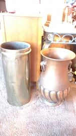 Rare brass creamery 2' canister, copper urn made in Italy 2'