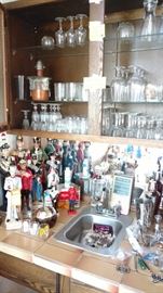 Lots of barware novelty, accessories, glassware, crystal decanters and MORE