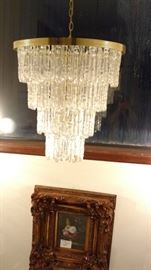 Wonderful tiered chandelier, just 1 picture of oil painting with decor frame