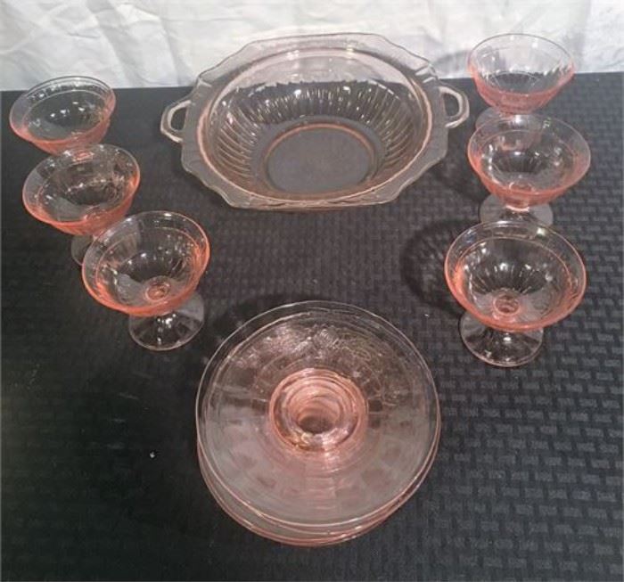 Pink Depression Glass Assortment  http://www.ctonlineauctions.com/detail.asp?id=774339