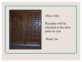 Estate Sale Photo MessageWe Check All Receipts at the Door