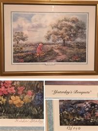 Signed and Numbered "Yesterday's Bouquets" Print by Hilda Staley
