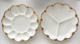 Milk Glass Egg Plate and Divided Dish