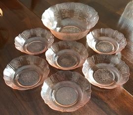 Pink Depression Glass Bowl Set