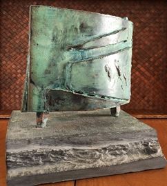 "Untitled" Sculpture Metal & Slate/Stone Green