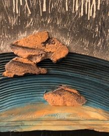 Ceramic and Wood Aspen Trees in Clay Mounted on Black Background