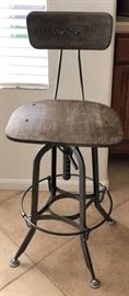 Restoration Hardware Industrial-Era Swivel Chair. Metal, Wood Seat, Adjustable pair