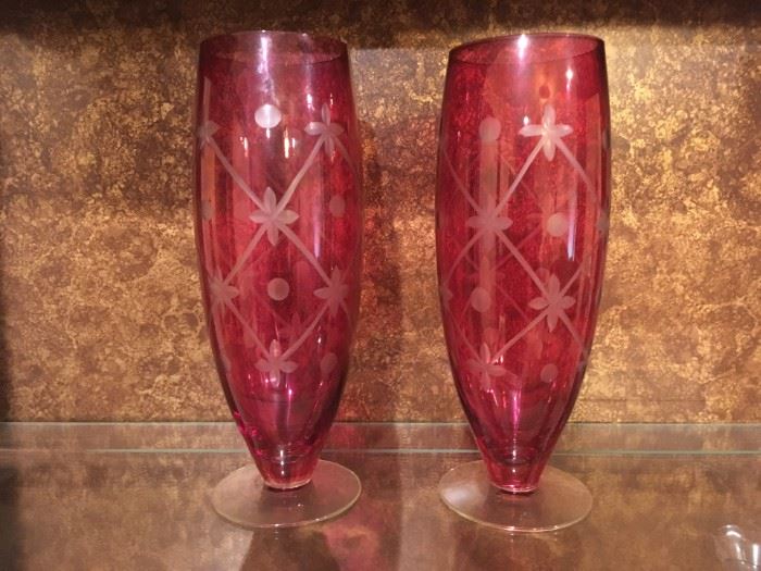 cranberry vases