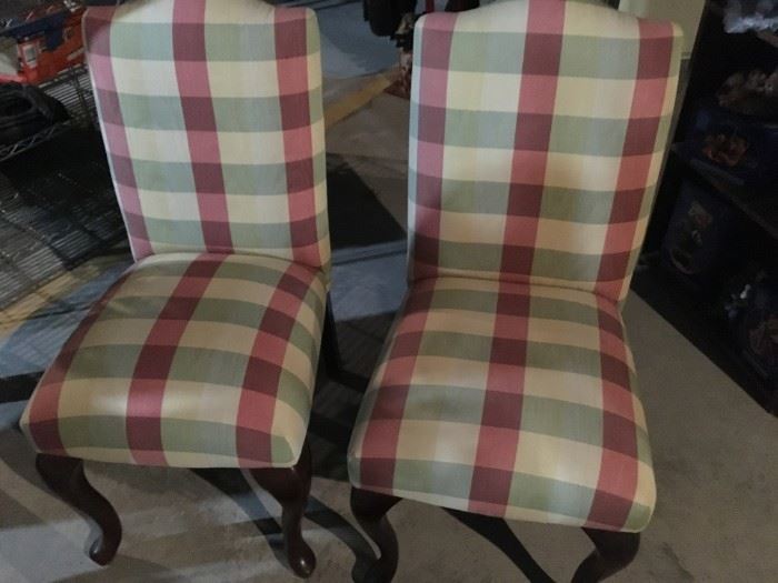 set of 2 plaid chairs