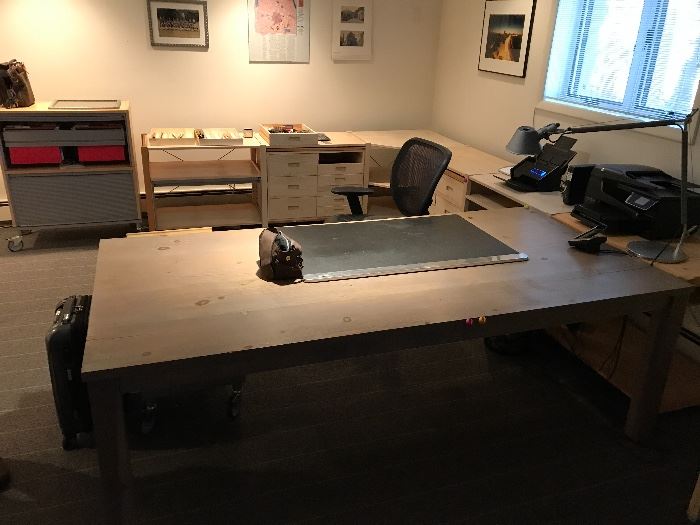 Large pine desk and modular pine office furniture 