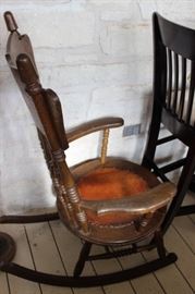 Vintage leather bottom rocker