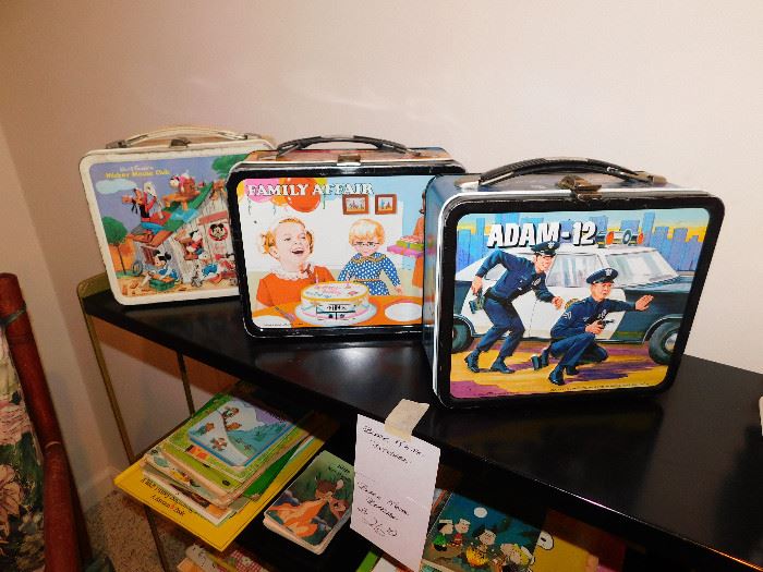 Mickey Mouse Club, Family Affair and Adam-12 lunchboxes! Lots of kid's books.