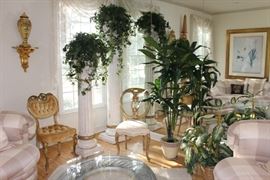 gold vintage chairs, columns